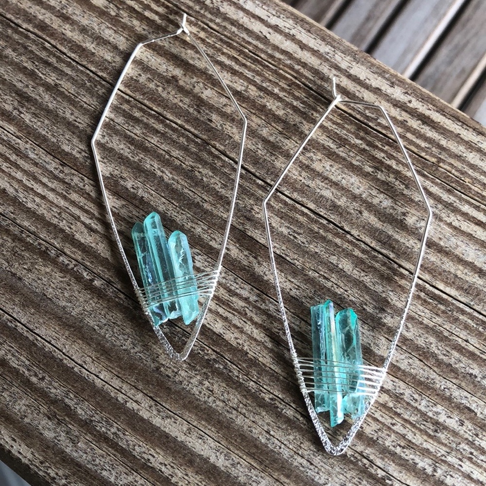 Geo Crystal Threader Hoops! - Picture 1 of 5
